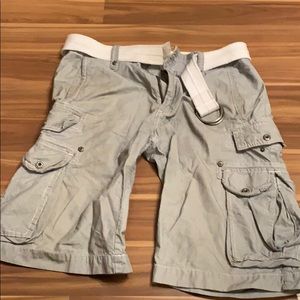 Buckle Black Cargo shorts w/belt